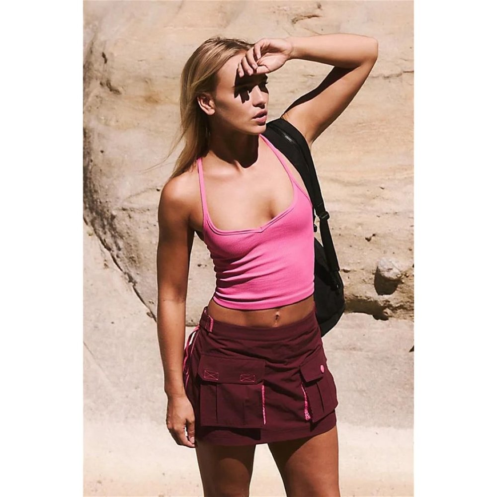 Free People Movement Great Outdoors burgundy cargo Skort
